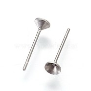 304 Stainless Steel Post Stud Earring Settings, for Pointed Back Xilion Rivoli Rhinestone, Stainless Steel Color, Fit For: 3mm Rhinestone, 13.5x4mm, Pin: 0.6mm(STAS-I097-006B-P)