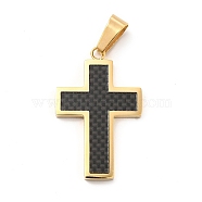 Vacuum Plating 304 Stainless Steel Resin Pendants, Cross Charms, Golden, 36.5x23x3mm, Hole: 10x5.5mm(STAS-K244-01G)
