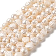 Natural Cultured Freshwater Pearl Beads Strands, Two Sides Polished, Grade 2A, Linen, 7~8x7~9x5~7mm, Hole: 0.5mm, about 45~46pcs/strand, 13.39''(34cm)(PEAR-E017-11)