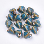 Handmade Porcelain Beads, Fancy Antique Glazed Porcelain, Zongzi, Sky Blue, 15x14x14mm, Hole: 3mm(PORC-S498-01I)