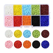 8000Pcs 10 Colors 12/0 Glass Seed Beads, Opaque Colours Seed, Small Craft Beads for DIY Jewelry Making, Round, Mixed Color, 12/0, 2mm, Hole: 1mm, 800pcs/color(SEED-YW0001-33A)