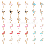 72Pcs 9 Styles Alloy Enamel Pendants, Light Gold, Flamingo Shape, Mixed Color, 25.5~29.5x15~16x2~3mm, Hole: 1.6mm, 8pcs/style(ENAM-CA0001-39)