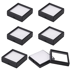 Acrylic Jewelry Box with Window, Visual Box, Square, Black, 6.1x6.05x2cm(CON-WH0089-07)