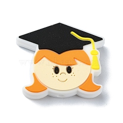 Graduation Theme Silicone Beads, DIY Nursing Necklaces Making, Human, 26x30x8mm, Hole: 2.5mm(SIL-G010-01C)