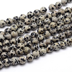 Natural Dalmatian Jasper Round Bead Strands, 6mm, Hole: 1mm, about 62pcs/strand, 15.5 inch(G-J303-19-6mm)