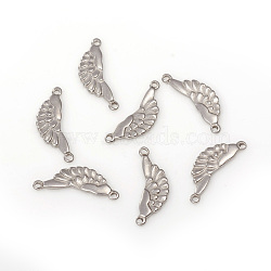 304 Stainless Steel Links,  Wing, Stainless Steel Color, 15x5.5x1mm, Hole: 0.8mm(STAS-G224-15P)