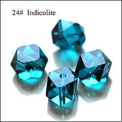 K9 Glass, Imitation Austrian Crystal Beads, Grade AAA, Faceted, Cornerless Cube Beads, Dark Cyan, 6x5.5x5.5mm, Hole: 0.7~0.9mm(SWAR-F084-6x6mm-24)