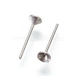 Non-Tarnish 304 Stainless Steel Post Stud Earring Settings, for Pointed Back Xilion Rivoli Rhinestone, Stainless Steel Color, Fit For: 3mm Rhinestone, 13.5x4mm, Pin: 0.6mm(STAS-I097-006B-P)