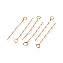 304 Stainless Steel Eye Pins, Golden, 25x0.6mm, Hole: 2mm(X-STAS-L238-005G-G)