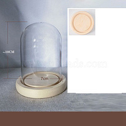 Arch Glass Dome Cover, Decorative Display Case, Cloche Bell Jar Terrarium with Wood Base, Blanched Almond, 70x100mm(PW-WG54109-02)