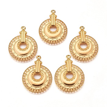 Alloy Pendants, Lead Free and Cadmium Free, Flat Round, Golden, 40x30x2mm, Hole: 1.5mm