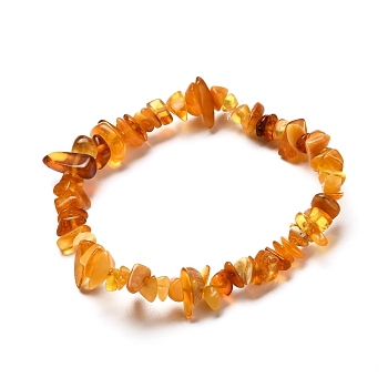 Natural Amber Chip Beads Stretch Bracelet for Kid, Inner Diameter: 1-3/4 inch(4.5cm)