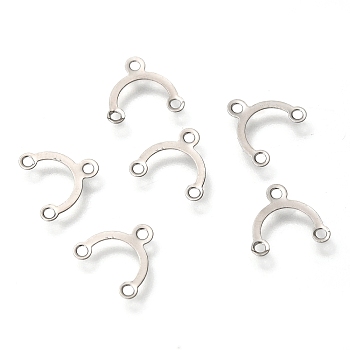 304 Stainless Steel Chandelier Component Links, Half Round, Stainless Steel Color, 9.5x8.5x0.5mm, Hole: 1.2mm