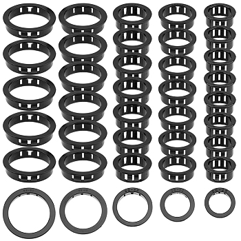 SUPERFINDINGS 65Pcs 5 Style Nylon Desk Grommet Rings, Flush Type Desk Cord Cable Hole Cover for Managing and Protecting Cord, Black, 28~54x11.5mm