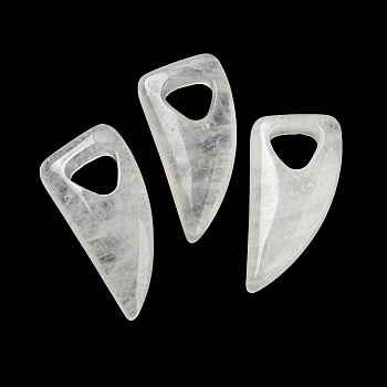 Natural Quartz Crystal Pendants, Rock Crystal Pendants, Horn Charms, 41~43x20x7.5~8mm, Hole: 10.5~11mm