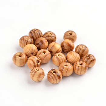 Undyed Natural Wood Beads, Spacer Beads, for DIY Macrame Rosary Jewelry, Lead Free, Round, Peru, 8x7mm, Hole: 2.5mm