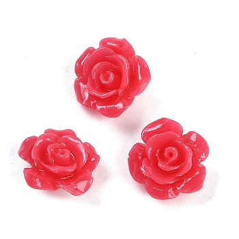 Synthetic Coral Carved Beads, Dyed, Flower, Orange Red, 12x7mm, Hole: 1.3mm