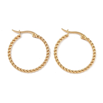 PVD Vacuum Plating 201 Stainless Steel Hoop Earrings, with 304 Stainless Steel Pin, Golden, 27x2mm