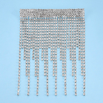 Crystal Rhinestone Tassel Lapel Pin, Creative Brass Badge for Backpack Clothes, Silver, 122x85x9.5mm, Pin: 0.8mm