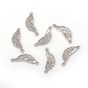 304 Stainless Steel Links,  Wing, Stainless Steel Color, 15x5.5x1mm, Hole: 0.8mm