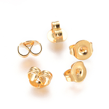 Vacuum Plating 304 Stainless Steel Ear Nuts, Butterfly Earring Backs for Post Earrings, Golden, 4.5x5x3mm, Hole: 0.7mm