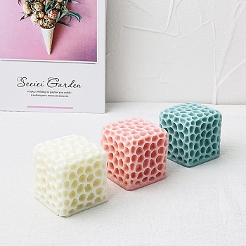 Honeycomb Cube Candle Food Grade Silicone Molds, for Scented Candle Making, White, 65x65x63mm, Inner Diameter: 53x53x53mm