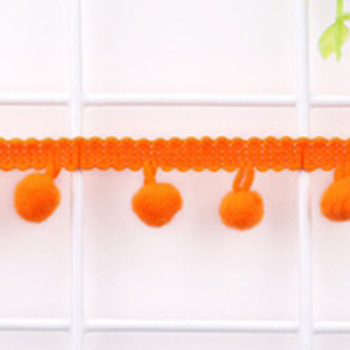 Polyester Pom Pom Ball Ribbons, Orange, 3/4 inch(19mm), Pendant: 10mm in diameter