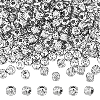 200Pcs 303 Stainless Steel Beads, Rondelle, Stainless Steel Color, 4x3mm, Hole: 1.5mm