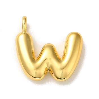 Brass Pendants, Real 18K Gold Plated, Letter W, 19x19x5.5mm, Hole: 3.3mm