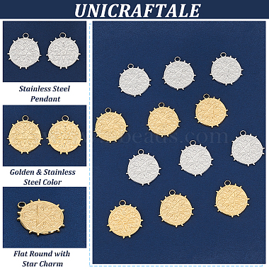 Unicraftale 12pcs 2 colores chapado en iones (ip) 304 colgante de acero inoxidable(STAS-UN0049-75)-5