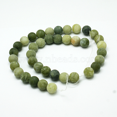 Round Frosted Natural TaiWan Jade Bead Strands(G-M248-10mm-02)-5
