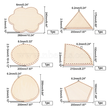 Bases de cesta de madera estilo pandahall elite 6piezas 6(WOOD-PH0001-87)-4