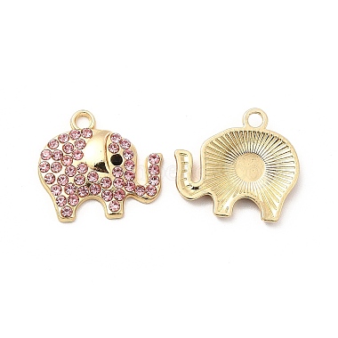Golden Pink Elephant Alloy+Rhinestone Pendants
