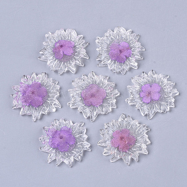 32mm Orchid Flower Epoxy Resin Cabochons