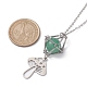 Natural Green Aventurine Interchangeable Holder Pendant Necklace for Women(NJEW-JN04631-01)-3