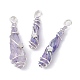 Electroplated Natural Quartz Crystal Dyed Copper Wire Wrapped Pendants(PALLOY-JF02327-02)-1
