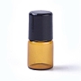 Glass Essential Oil Empty Perfume Bottle, with Roller Ball and Plastic Caps, Refillable Bottle, Goldenrod, 3.3x1.5cm, Capacity: 2ml