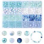 480Pcs 8 Styles Spray Painted ABS Plastic Imitation Pearl Beads, Round, Mixed Color, 8x7~8mm, Hole: 1.8~2mm, 60pcs/style (OACR-YW0003-74)