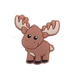 Silicone Focal Beads, Deer, Tan, 32x29x9.5mm, Hole: 3mm(SIL-G003-E03)