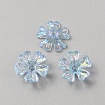 Plating Acrylic Beads, AB Color Plated, with Flower, Light Sky Blue, 16x6mm, Hole: 1.5mm(OACR-CJC0007-06B)