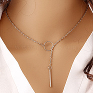 Alloy Ring & Stick Lariat Necklaces for Women, Platinum, 26.97 inch(68.5cm)(WG56D22-02)