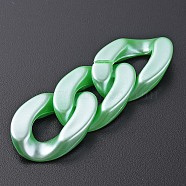 Opaque Acrylic Linking Rings, Quick Link Connectors, for Curb Chains Making, Pearlized, Twist, Light Green, 29x20x6mm, Inner Diameter: 8x16mm(OACR-S036-011A-09)