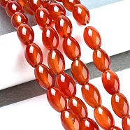 Natural Carnelian Beads Strands, Dyed, Natural Carnelian, Oval, 12x8mm, Hole: 1.2~1.5mm, about 32pcs/strand, 14.5 inch(G080)