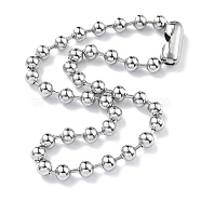 304 Stainless Steel Ball Chain Necklaces, Stainless Steel Color, 17.72 inch(45cm), 8mm(CHS-F009-01H-45cm-P-02)