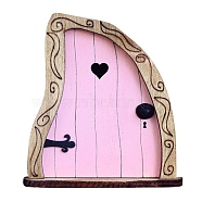 Dollhouse Wood Fairy Garden Door, Pearl Pink, 100x89x10mm(PW-WG12545-05)