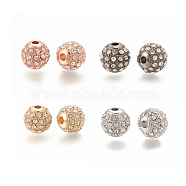 Alloy Bead, with Rhinestone, Round, Crystal, Mixed Color, 8x8mm, Hole: 1.5mm(PALLOY-S066-02B-M)