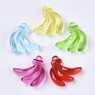 Transparent Acrylic Pendants, Dyed, Banana, Mixed Color, 28.5x28x9mm, Hole: 3mm, about 190pcs/500g(TACR-T015-086)
