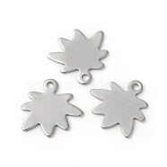 201 Stainless Steel Charms, Maple Leaf, Stainless Steel Color, 13~14x14x0.5~0.7mm, Hole: 1.4~1.6mm(STAS-F192-037P)
