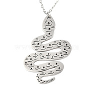 201 Stainless Steel Pendant Necklaces, with Cable Chains, Snake, Stainless Steel Color, 17.5 inch~17.9 inch(44.5~45.5cm), 1.5mm, Snake: 40x26x1mm(NJEW-T009-JN084-1-45)