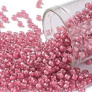 TOHO Round Seed Beads, Japanese Seed Beads, (959) Inside Color Light Amethyst/Pink Lined, 8/0, 3mm, Hole: 1mm, about 1110pcs/50g(SEED-XTR08-0959)